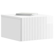 Comodino | Armadio da Notte | Mobiletto da notte a muro Bianco Lucido 33 x 34,5 x 20 cm