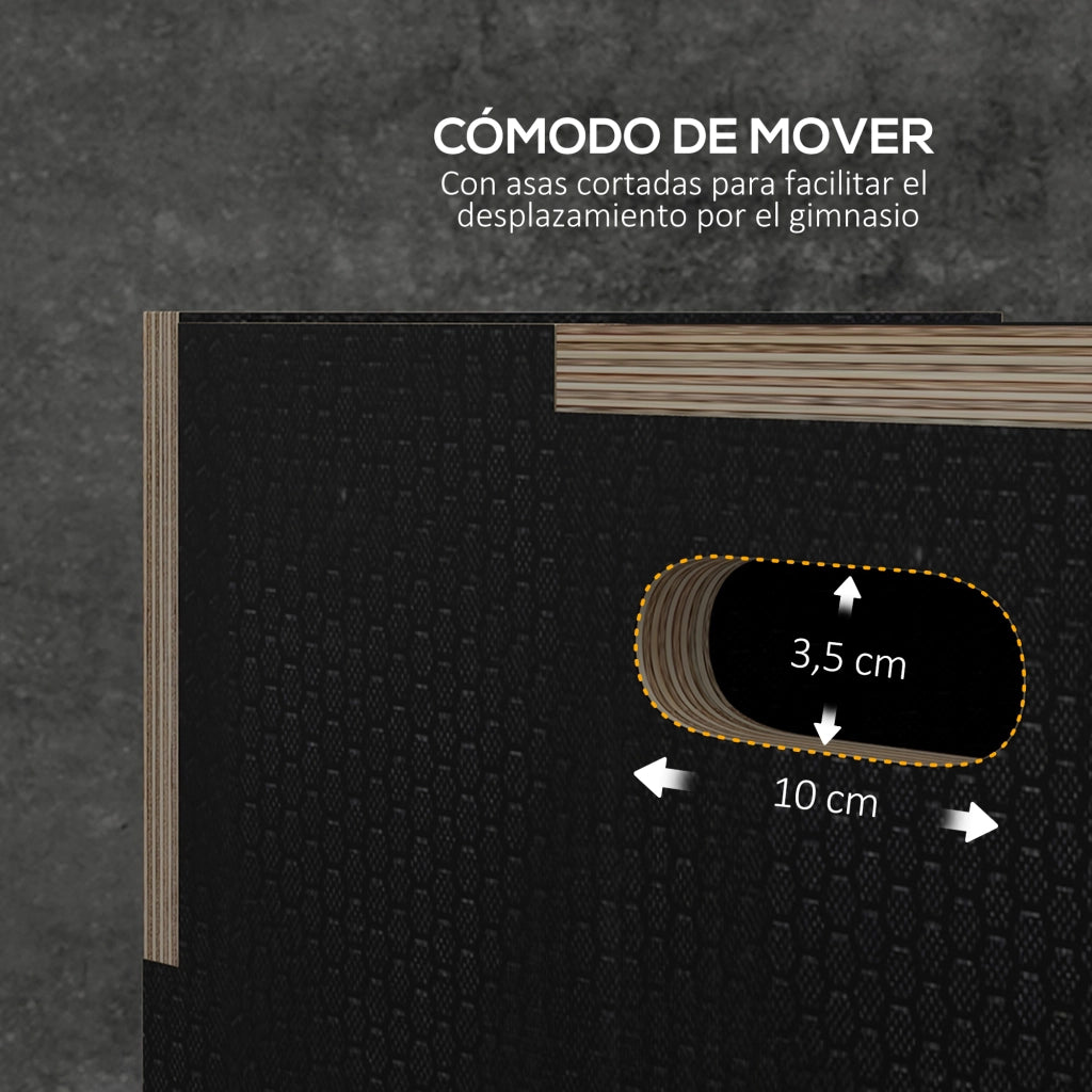 Plyo Box per Allenamento Pliometrico ¨C Xylo ¨C Legno con Maniglie 76x61x51 cm Nero