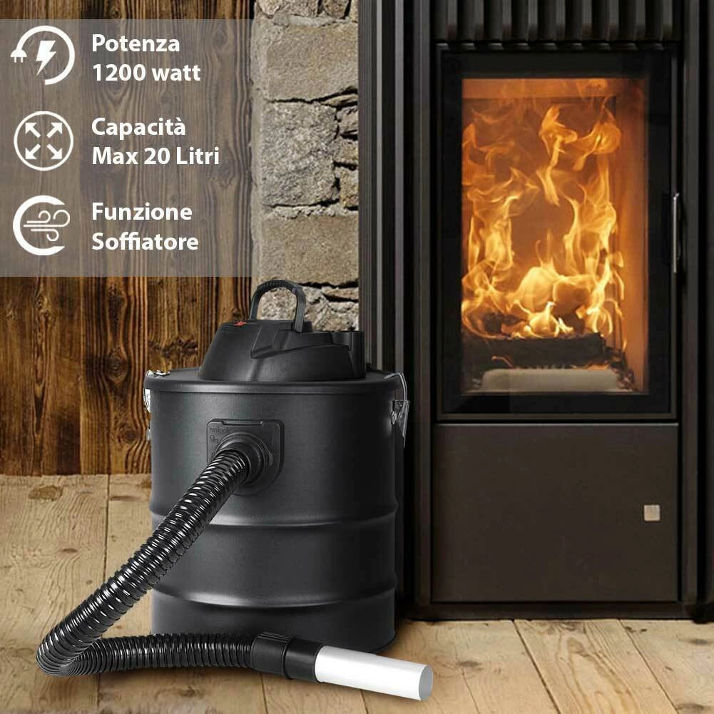 Aspiracenere con Soffiatore 1200W Aspirapolvere Aspira Cenere Stufa Pellet 20lt