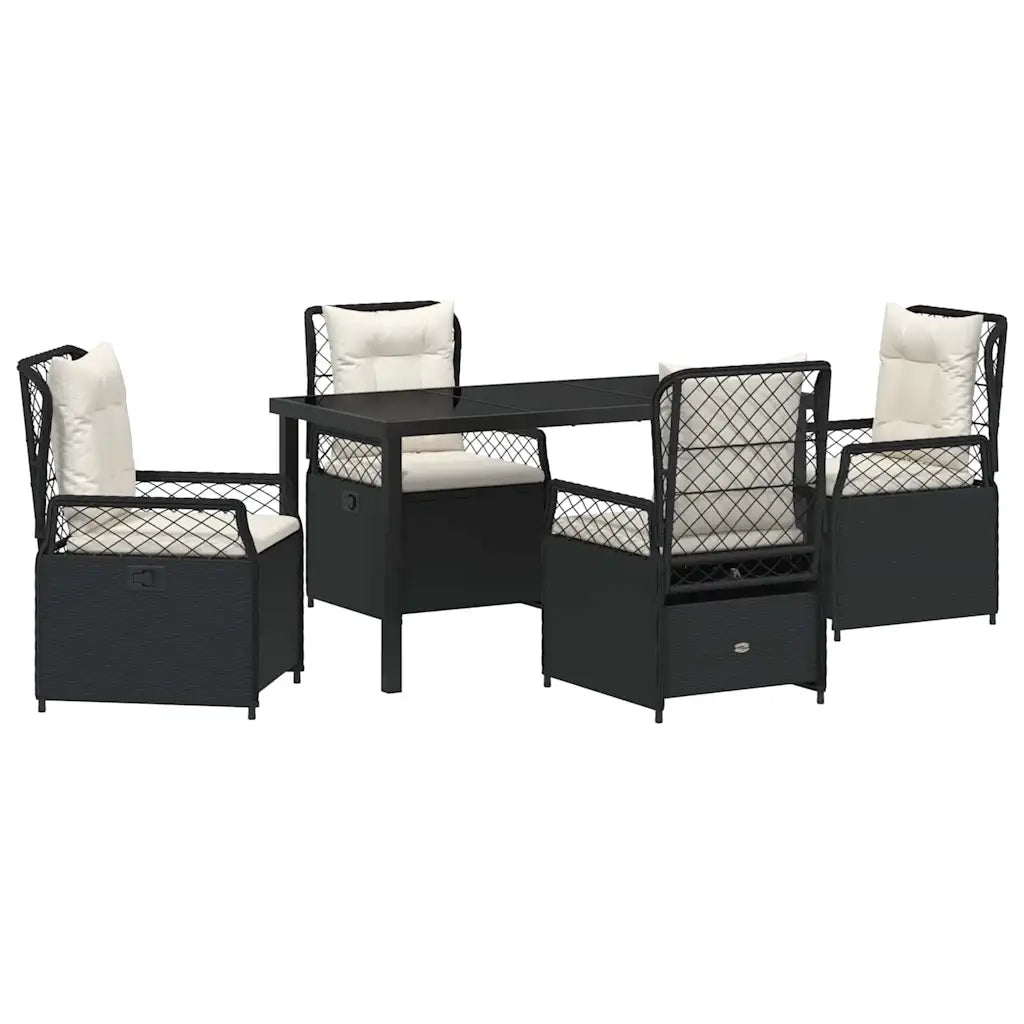 Set da Pranzo per Giardino 5 pcs Nero polyrattan