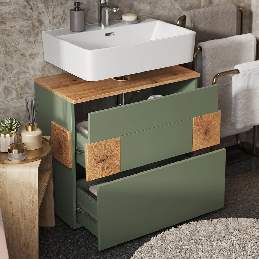 Vicco Set di mobili da bagno Verde/Artigianale 3 parti