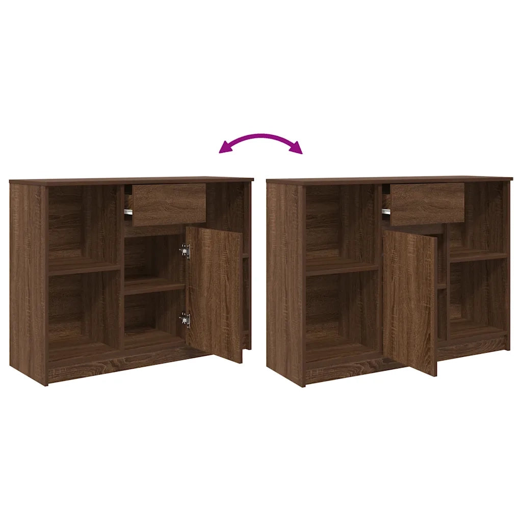 Credenza | Madia | Buffet da pranzo | Armadio da pranzo con Cassetto Rovere Marrone 101x35x76 cm in Truciolato