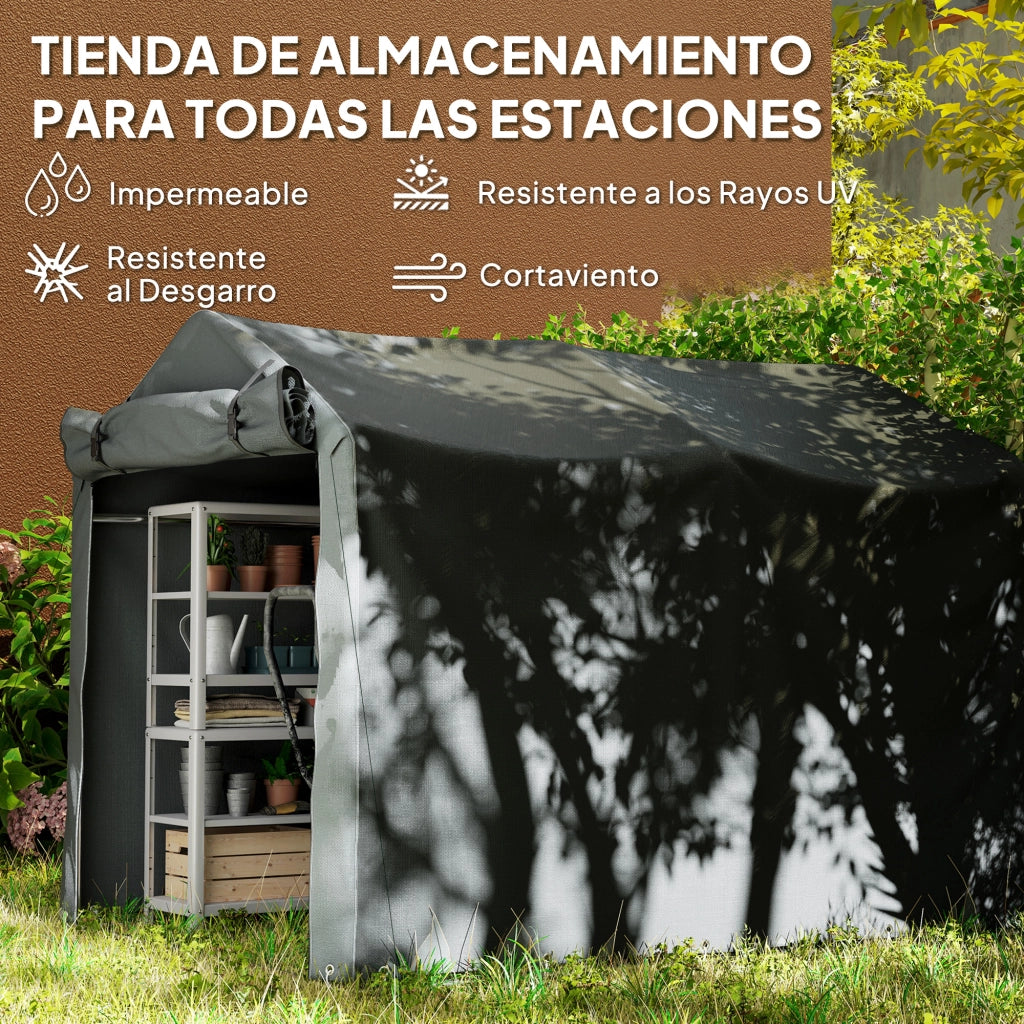 Carpa da Giardino Esterno per Biciclette e Attrezzi ¨C zephmum ¨C Grigio Scuro 2.2x1.57x1.65 m