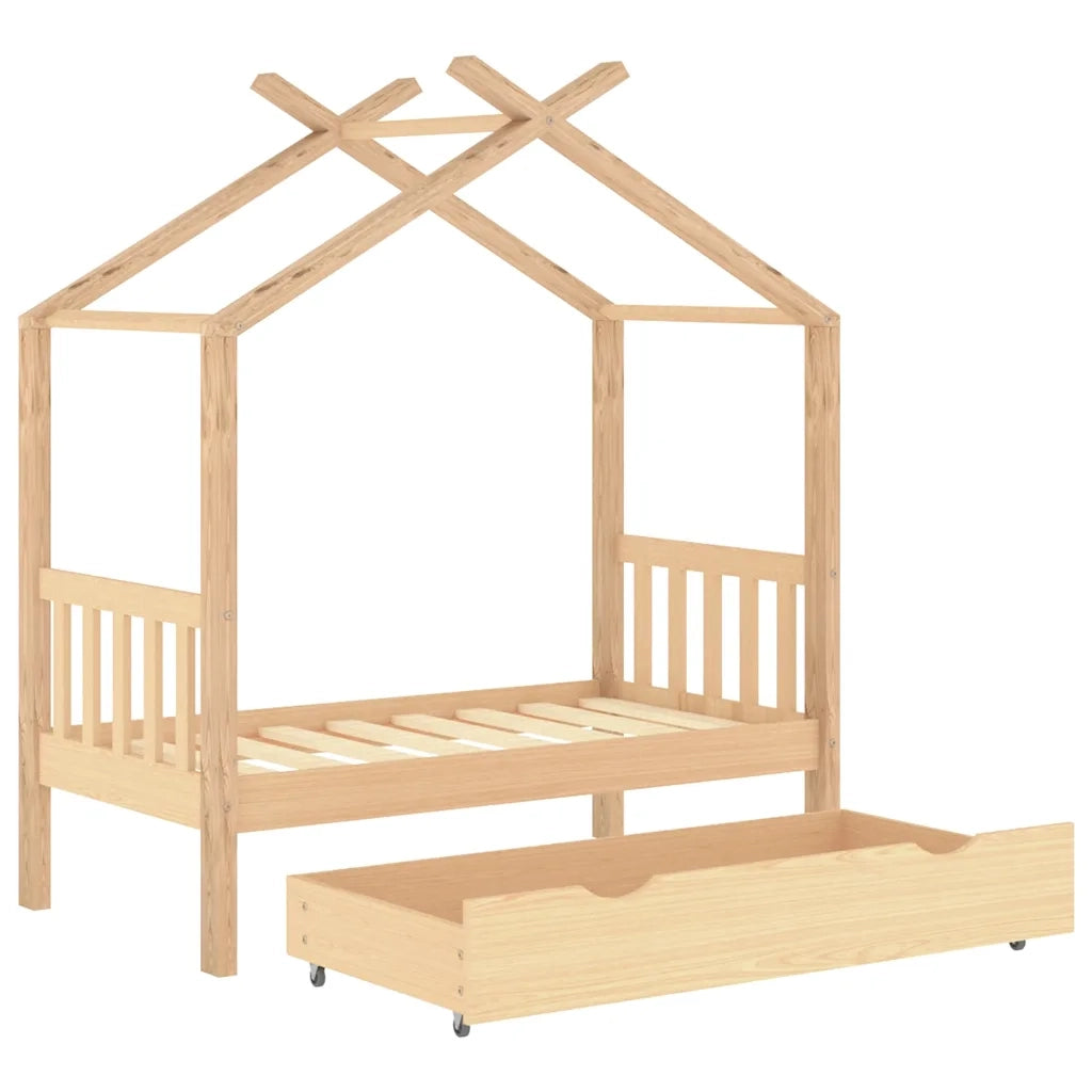 Giroletto per Bambini | Letto Infantile | Lettino con Cassetto Legno Massello Pino 70x140cm