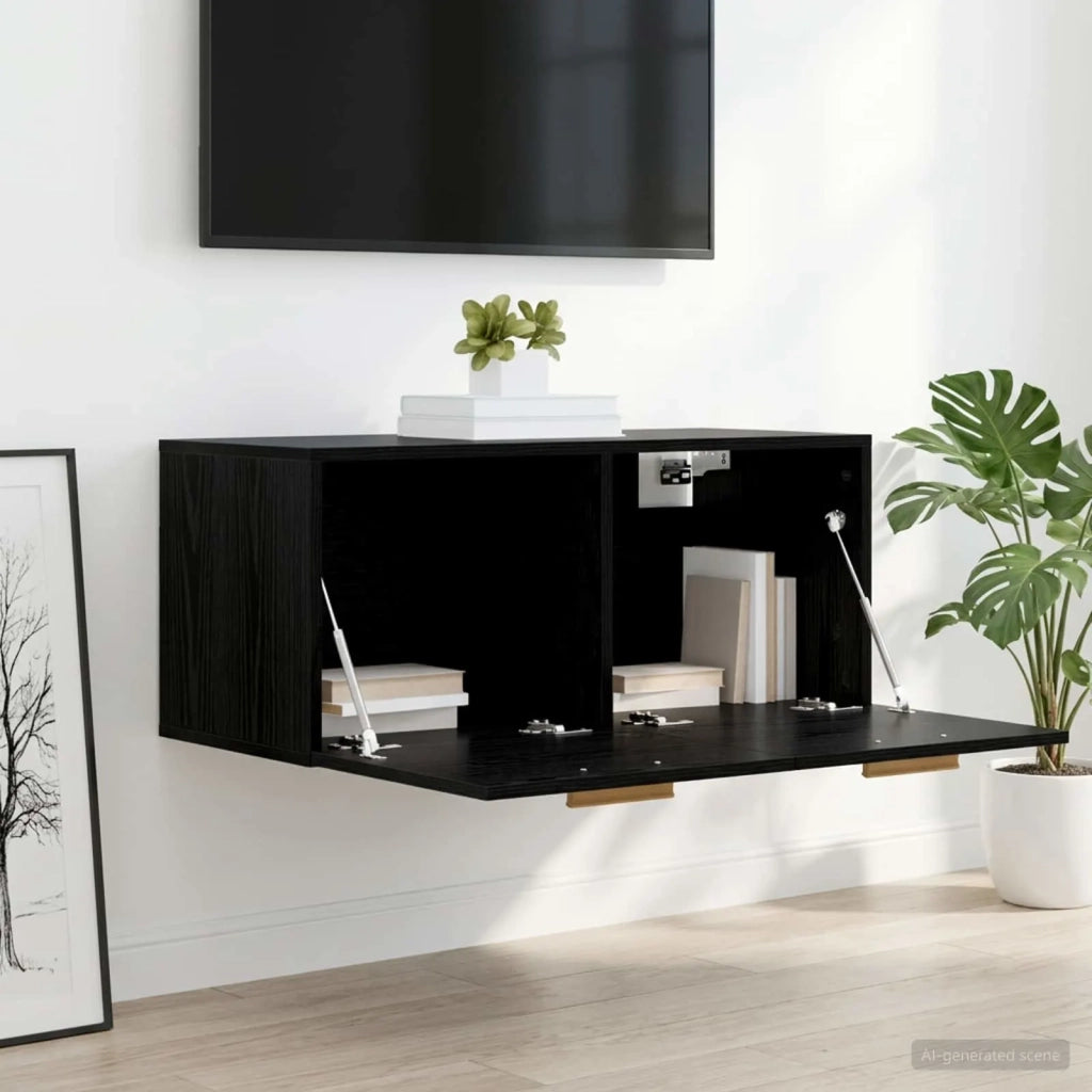 Armadietto a muro A parete Rovere nero 80 x 36,5 x 35 cm 8009811
