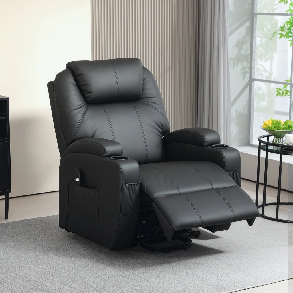 Poltrona Relax Elettrica con Alzapersona e Poggiapiedi ¨C Zephmum ¨C Similpelle Nero