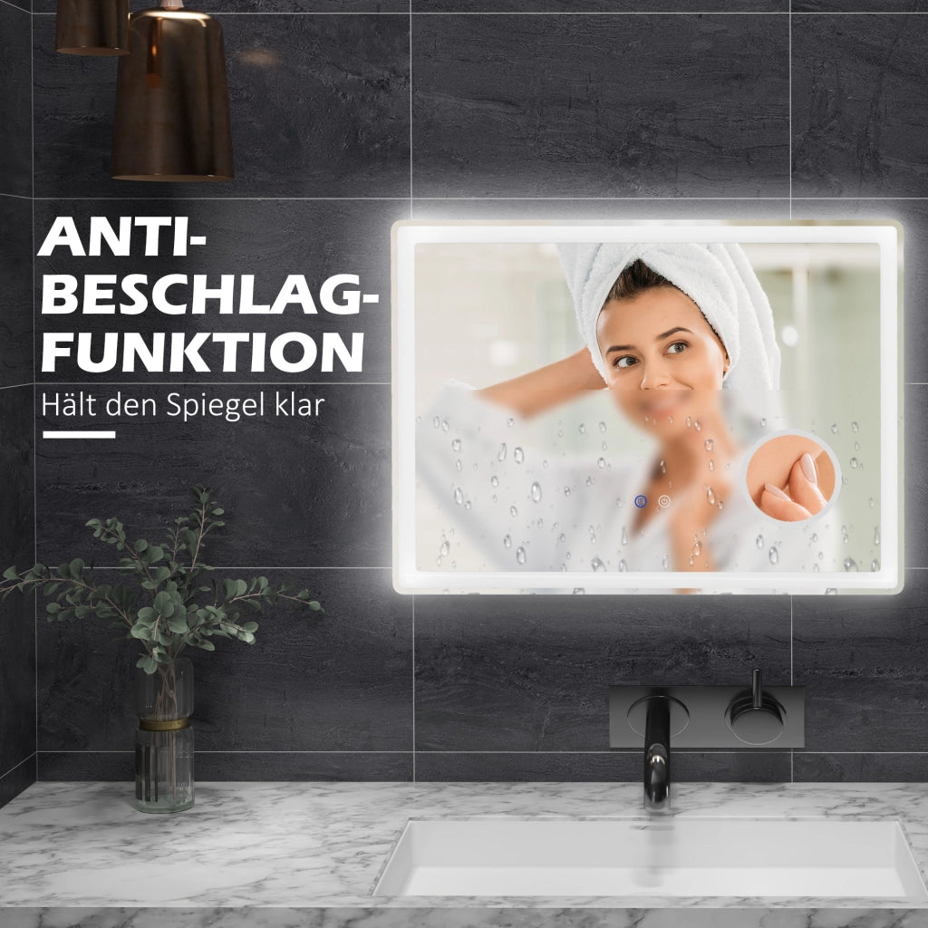 Specchio da Bagno LED con 3x Ingrandimento ¨C zephmum ¨C 80x60 cm
