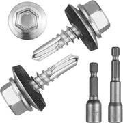 150 Pezzi di Viti a Trapezio con Testa a Sei Venti - Viti a Sei Venti per Tapparelle 4,8x17mm con Aria per Tegole (Argento)