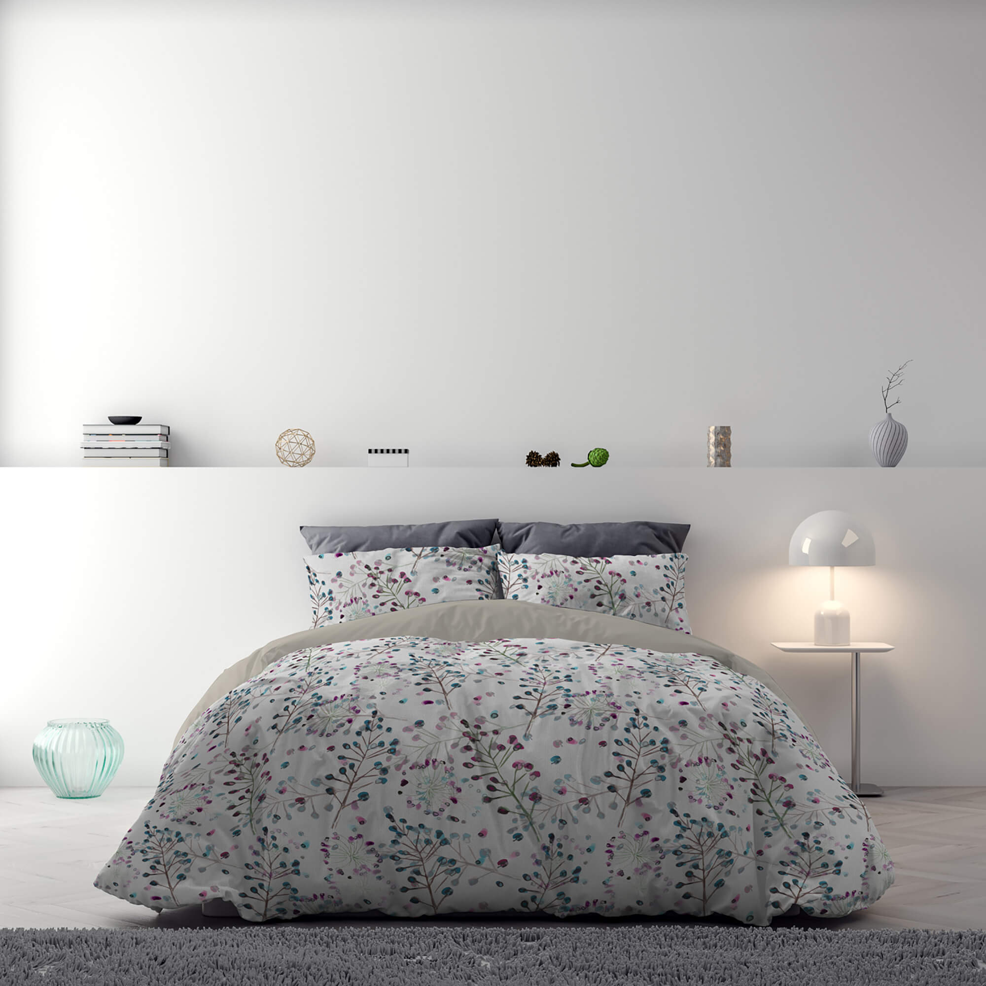 Copripiumino Matrimoniale Double Face con Federe Stampato Flor