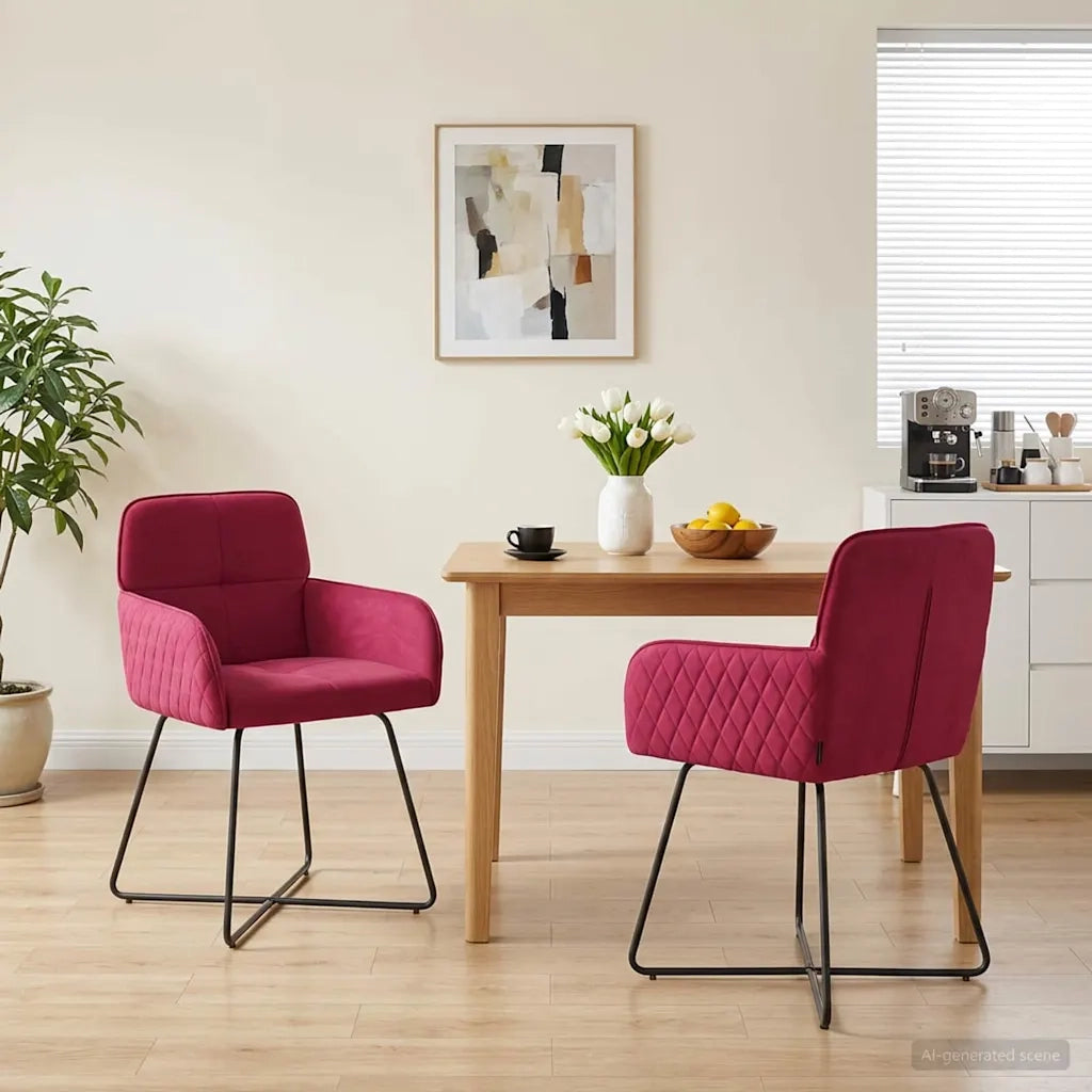 Sedie da pranzo 2 pz Velluto Rosso Vino 59 x 56,5 x 86 cm 42034297