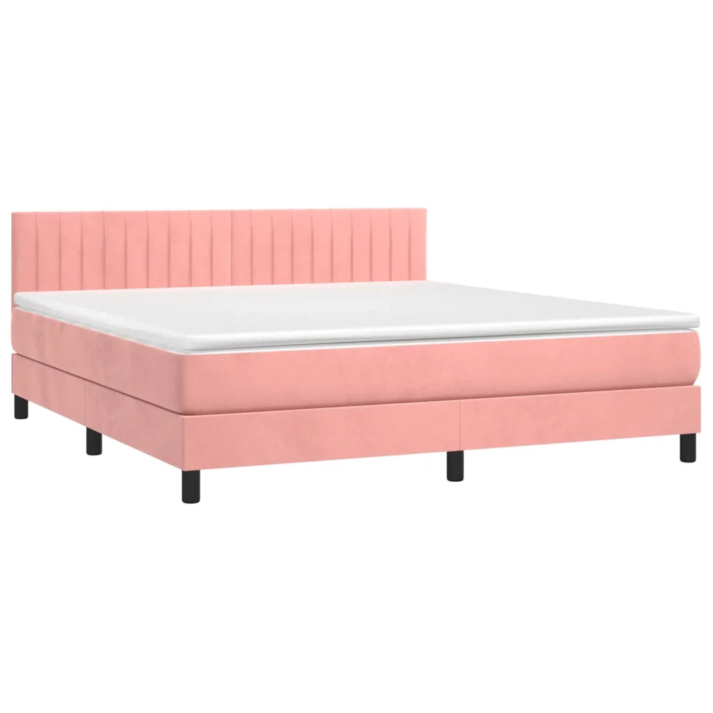 Letto a Molle con Materasso e LED Rosa 160x200 cm in Velluto 3134536