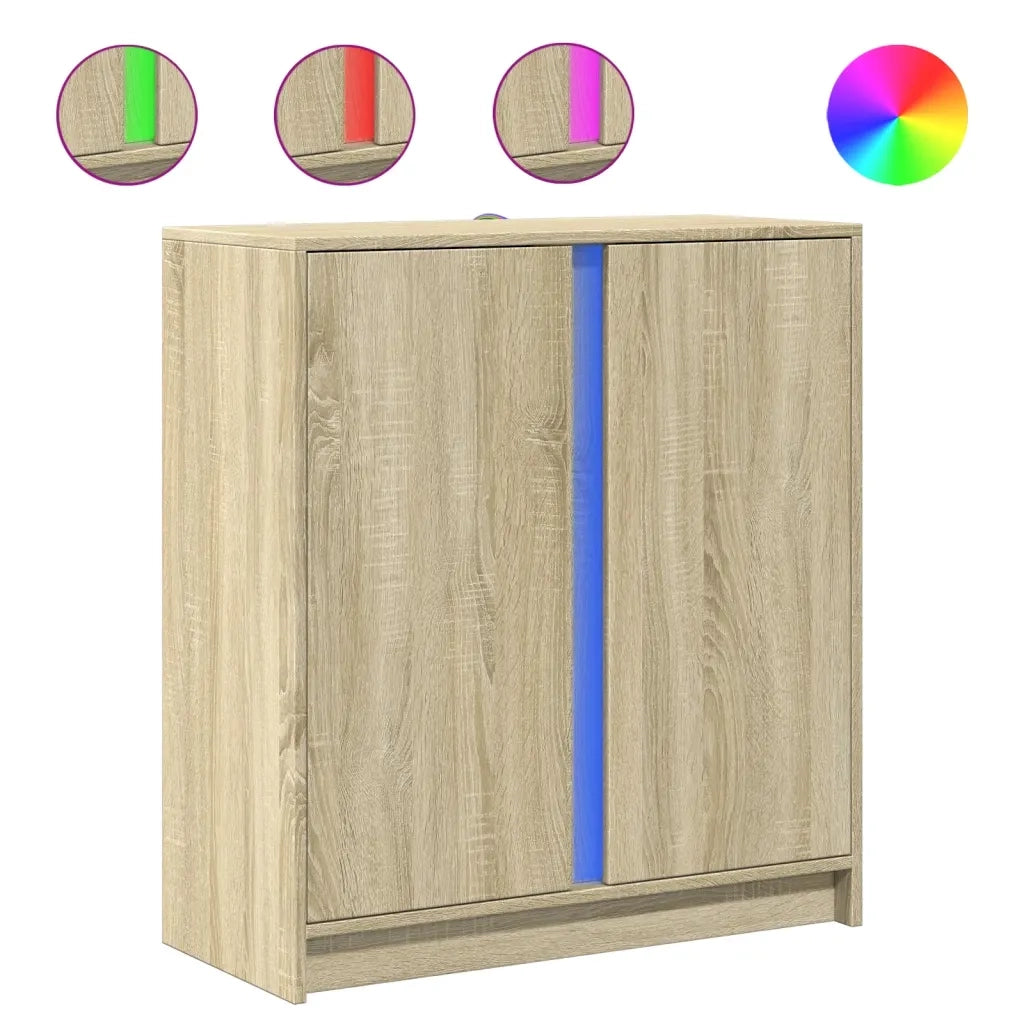 Credenza con LED Rovere Sonoma 77x34x85 cm in Legno Multistrato