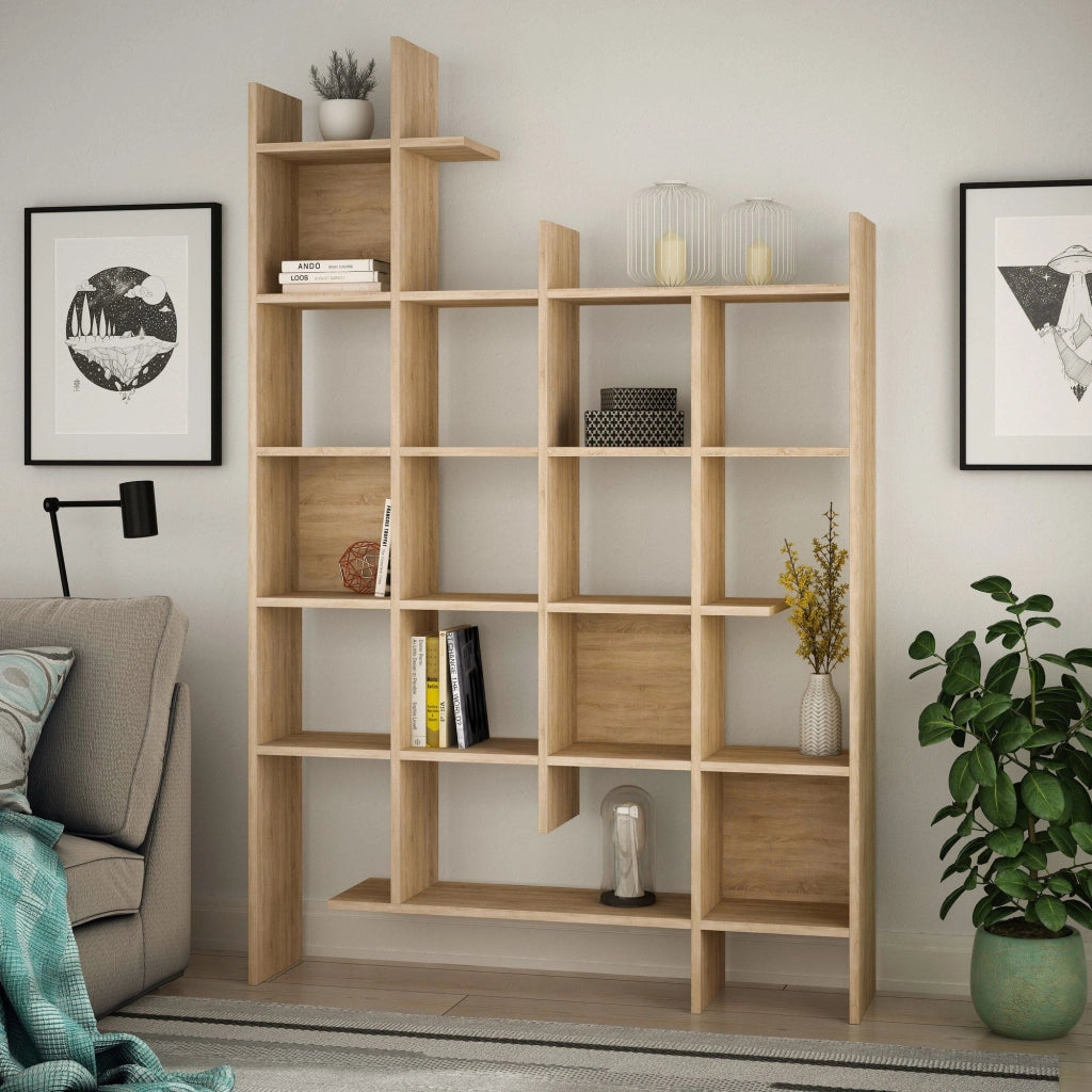 Libreria in legno "Manco" - 122 x 25 x 188 cm - Rovere