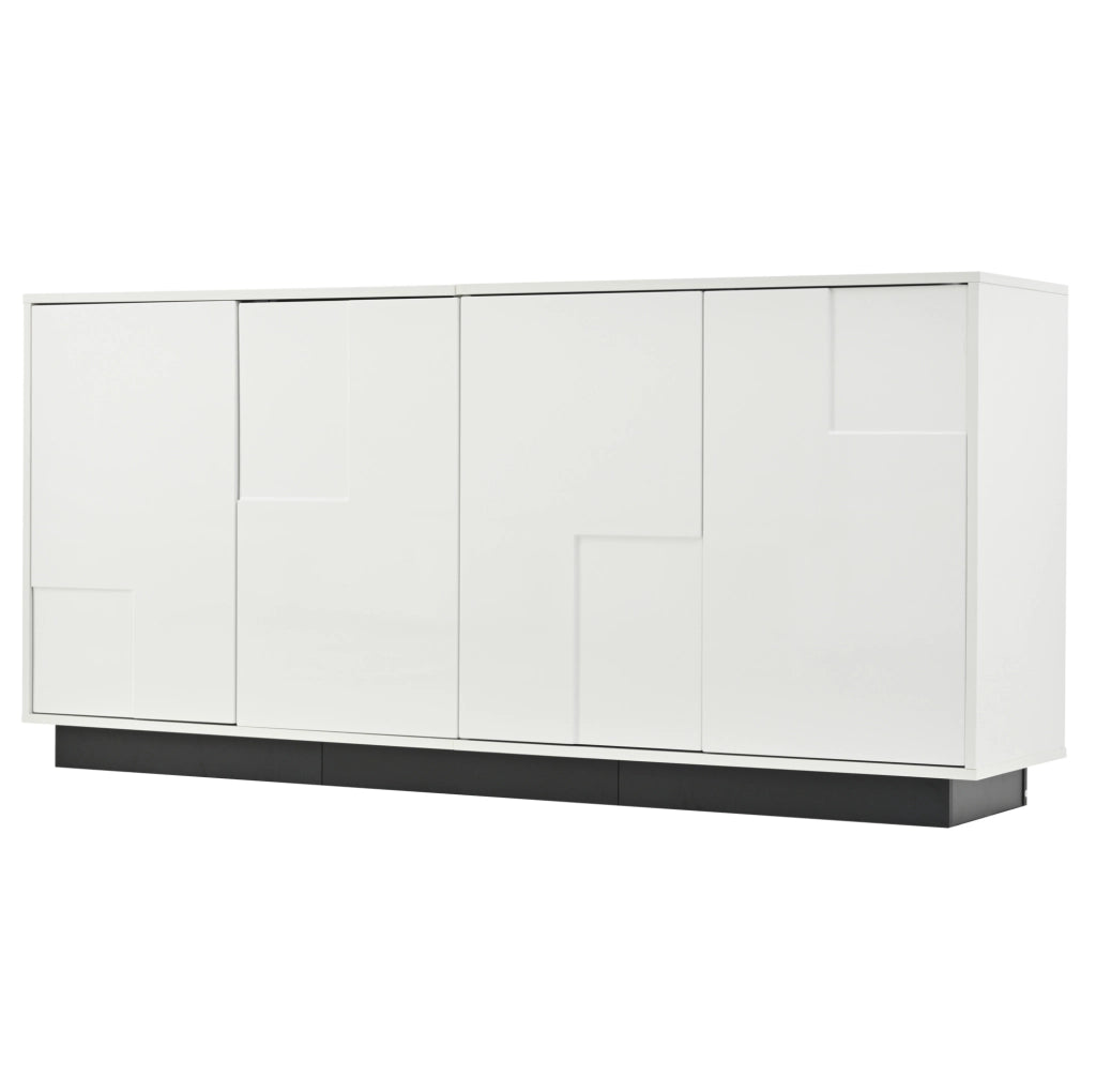 Sideboard soggiorno 160 cm bianco e nero con 4 ante