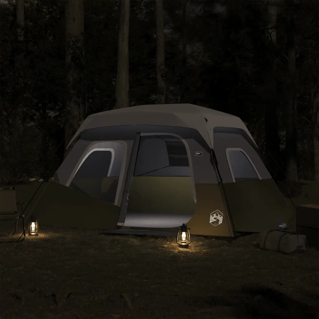 Tenda Famiglia con LED 6 Persone Verde Chiaro Rilascio Rapido 94308