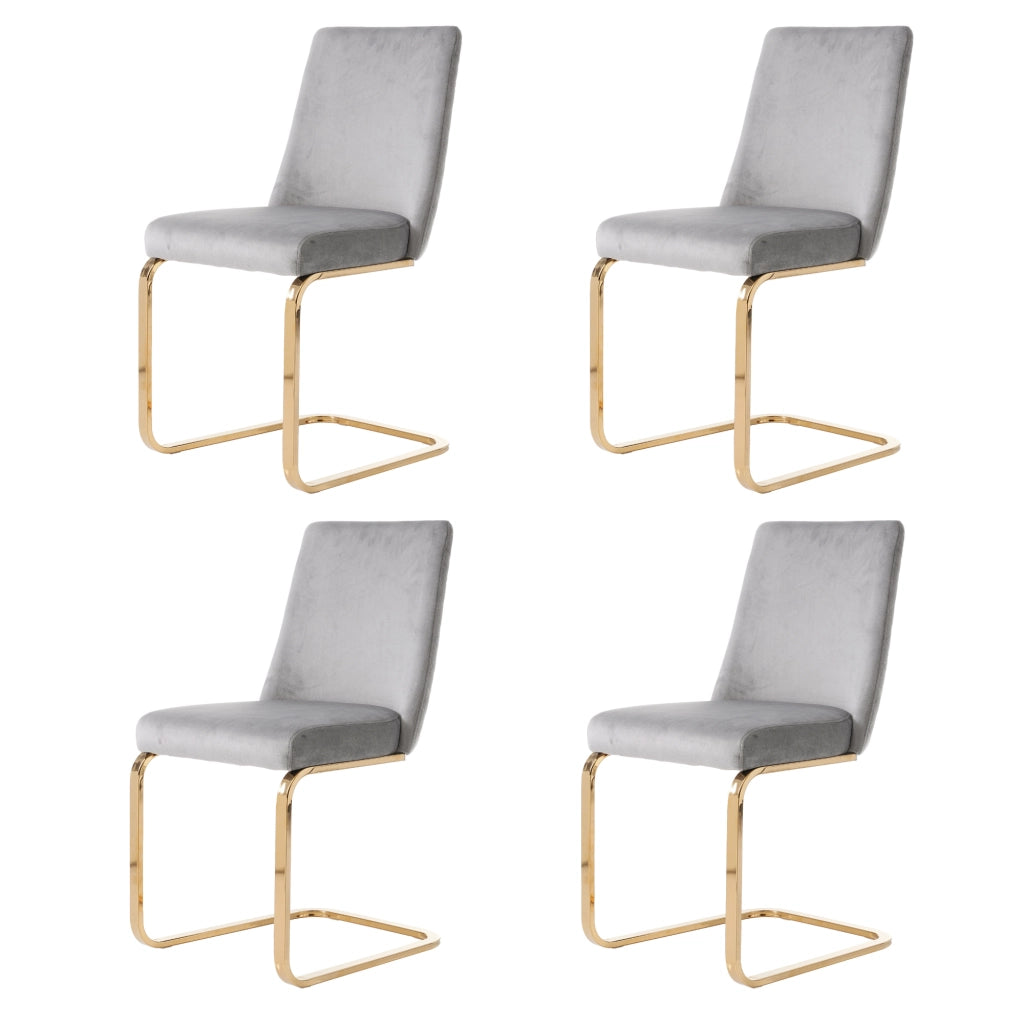 SEDIA in velluto grigio, Set da 4 pezzi