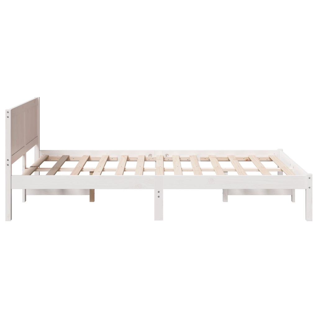 Struttura letto bianca Bianco Legno massello di pino 140 x 190 cm