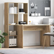 vidaXL Scrivania rovere sonoma 138.5 x 55 x 143 cm Legno multistrato