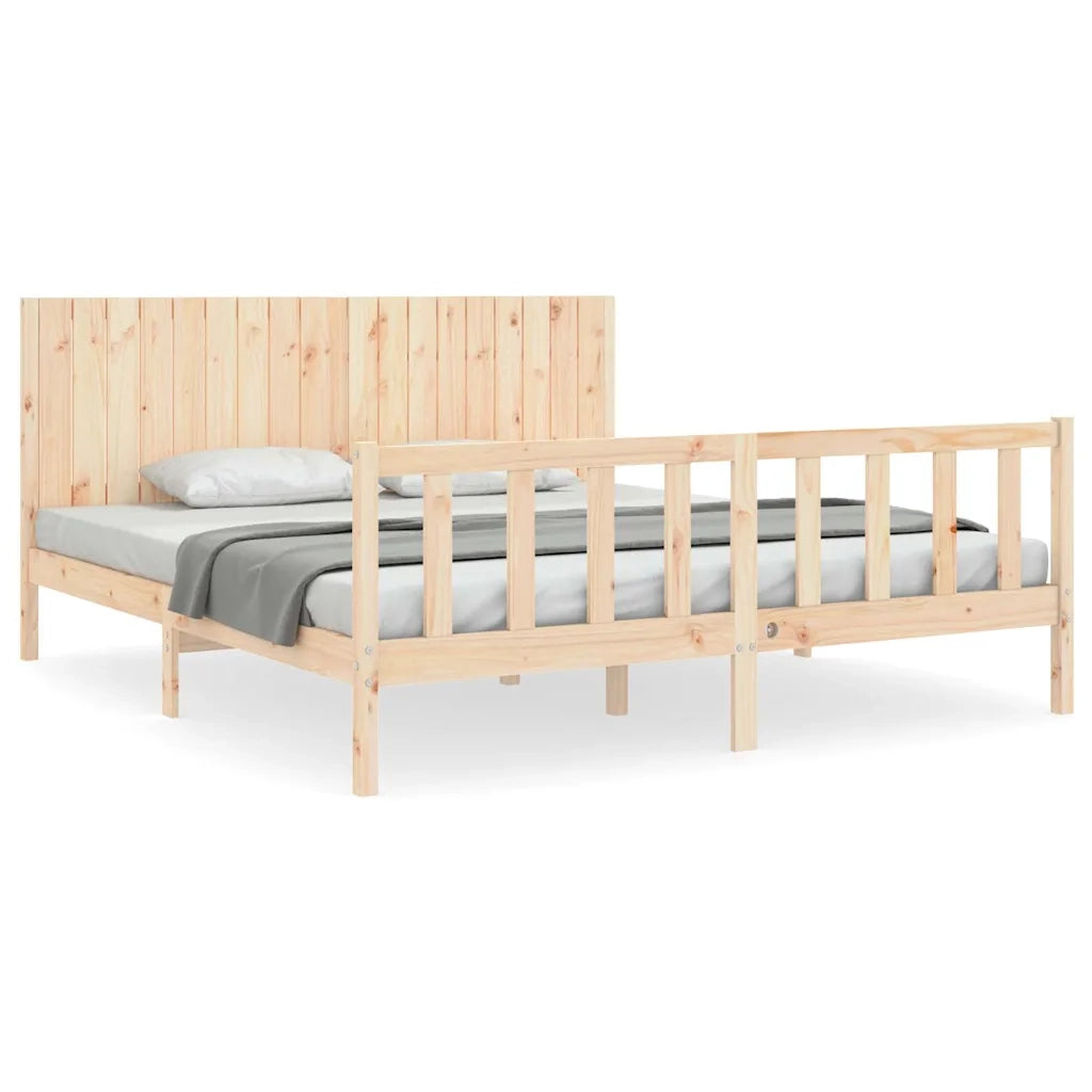 Giroletto con Testiera Super King Size-Struttura Letto in Legno Massello 589241