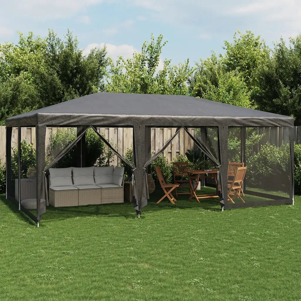 Tenda per Feste con 10 Pareti in Rete-Tenda da campeggio Antracite 6x4 m in HDPE