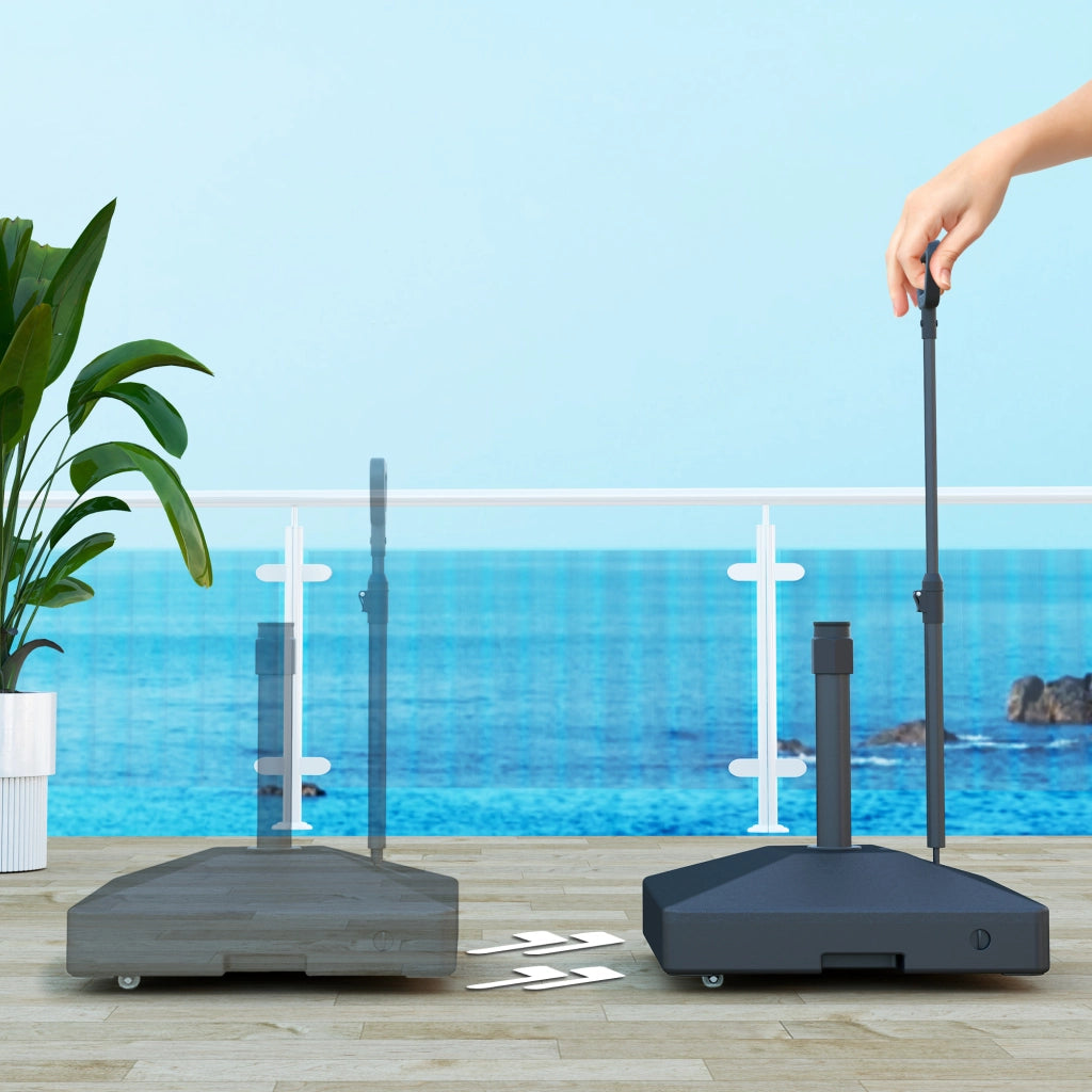 Supporto parasol in HDPE con ruote e maniglia ¨C zephmum ¨C 60x60x104 cm nero