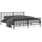 Letto matrimoniale | Letto per adulti | Giroletto con Testiera e Pediera Metallo Nero 193x203 cm