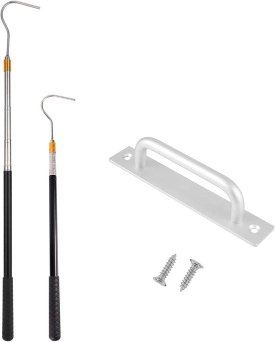 Scale a Mobile Folding Stairway with Telescopic Rod - 164cm Extension - Aluminum Handle and Steel Hook - Stairway Accessories