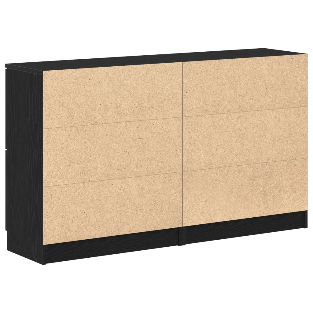 Credenze 2 pz Nero Rovere 60x30x70 cm Legno ingegnerizzato