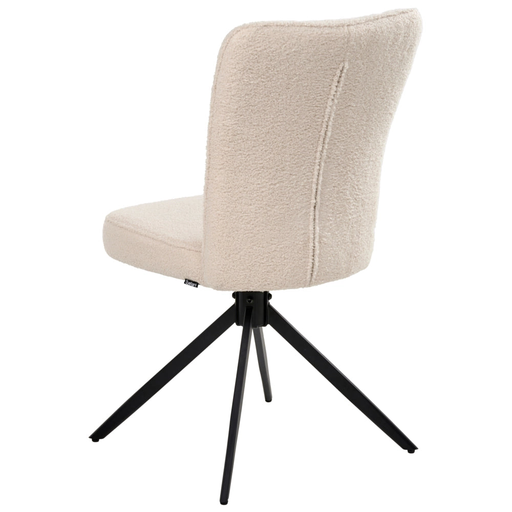 Set di 2 sedie da pranzo girevoli Rivestimento bouclé beige chiaro Base con gambe in metallo Sala da pranzo