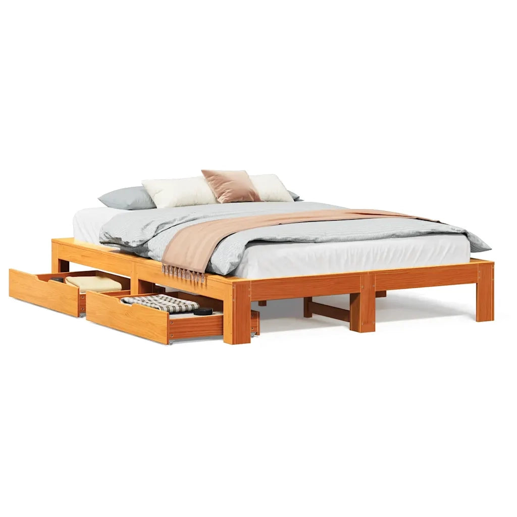vidaXL Letto senza Materasso Marrone Cera 140x190 cm in Legno di Pino