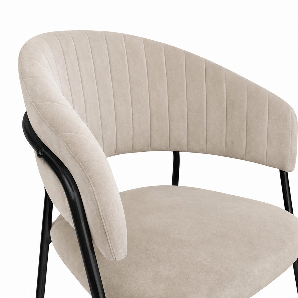Sedie da pranzo set da 4 Aurelia in velluto grigio tortora con gambe nere