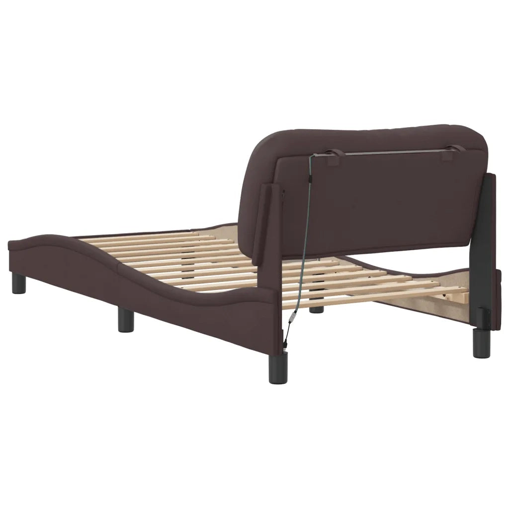 Giroletto con LED senza Materasso-Struttura Letto Hvar Marrone Scuro 90x200 cm
