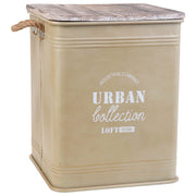 Cesto biancheria metallo stampato beige 41x41x52