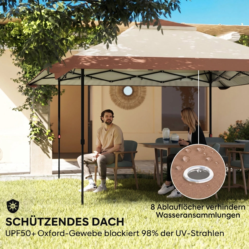 Gazebo da giardino 4x4 m con pareti a rete UPF50+ ¨C zephmum ¨C Beige