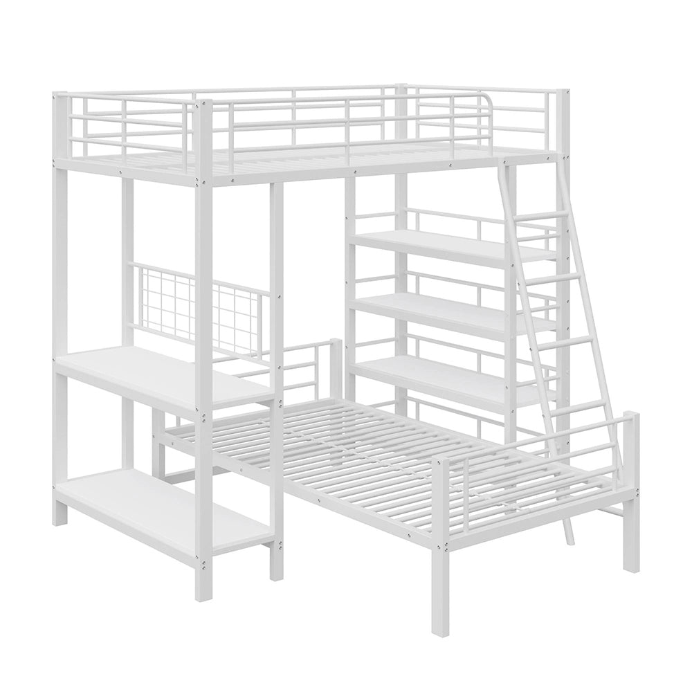 Letto mezzanino metallico 90x200cm - Xylo - bianco, multifunzione