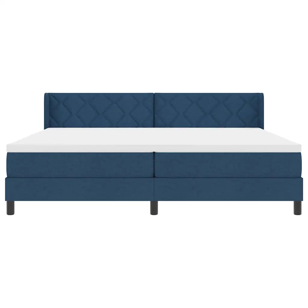 Letto a molle con testiera Blu 200 x 200 cm Tessuto 3341194
