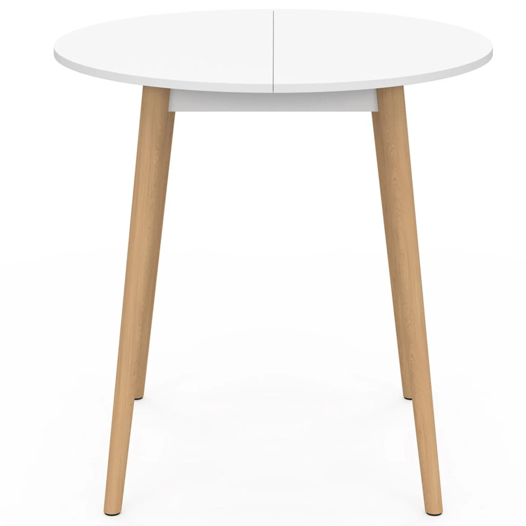 IDMarket - ANGELA Tavolo da pranzo rotondo per 4 persone gambe in legno bianco 80 cm