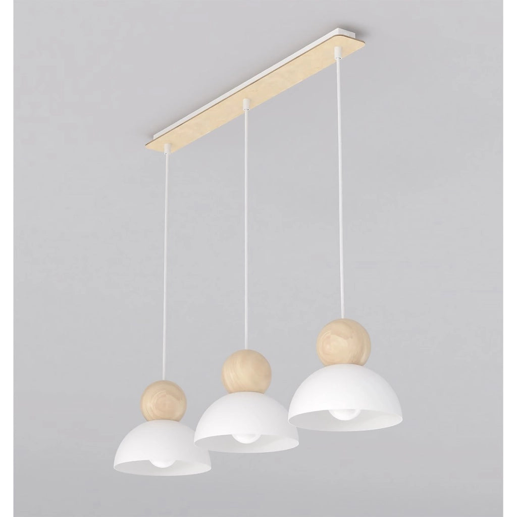 Lampada a sospensione KAKI a tre luci in acciaio bianco