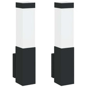 Set di 2 applique da esterno dal design moderno 10,5 x 6 x 33 cm in acciaio inox nero 02_0056512