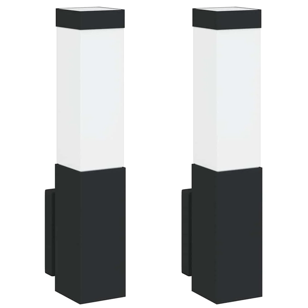 Set di 2 applique da esterno dal design moderno 10,5 x 6 x 33 cm in acciaio inox nero 02_0056512