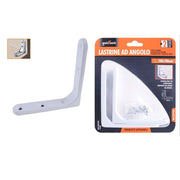 Trade Shop - 2 Lastrine Ad Angolo 100x100mm Bianca Sostegno Staffa Angolare Viti Mobile 94782 -