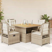 vidaXL Set da Pranzo da Giardino 5 pz con Cuscini Beige in Polyrattan