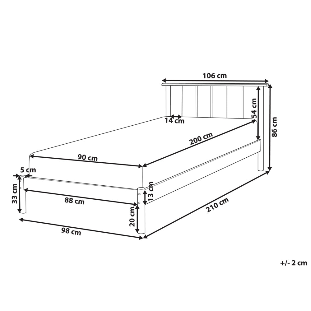 Letto in legno di pino chiaro misura singola 90 x 200 con testiera a doghe in stile rustico minimalista