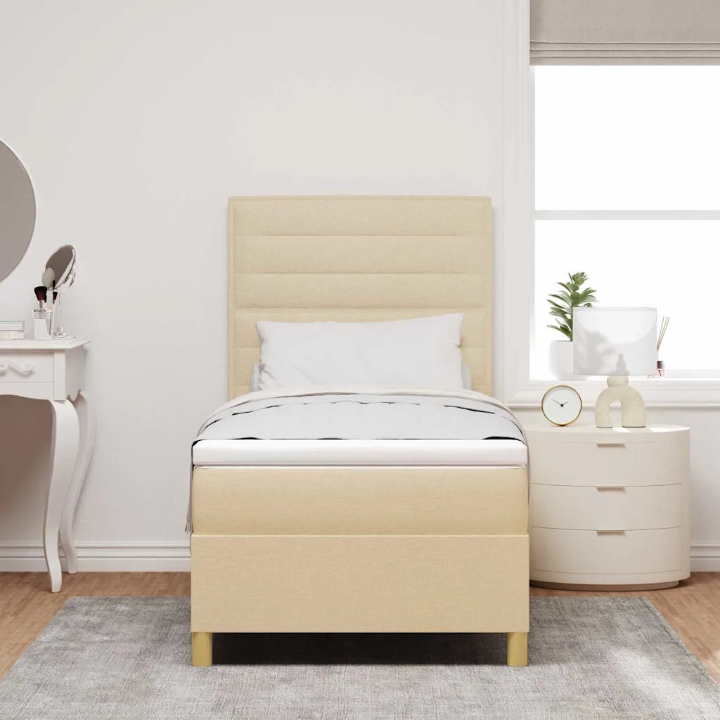 Letto a Sorgente LED con materasso Crema 80 x 200 cm Tessuto 3342982