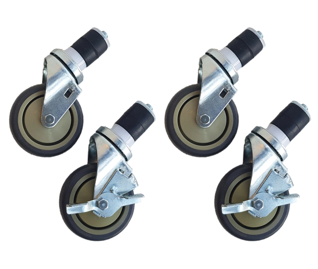 WT SQ Wheels set of 4 - 2 with brakes - 4 Inch / 10.2 cm