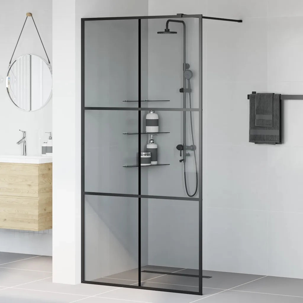 Parete Doccia Walk-in Nero 100 x 195 cm vetro temperato