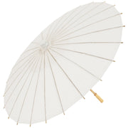 Trade Shop - Ombrello Bambu Bianco 42 Cm Legno Sposa Wedding Matrimonio Ombrellino Parasole -