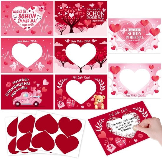 Set di Carte di Auguri 12 pezzi - San Valentino - Compleanno - Anniversario - Etichette per Sticker - Messaggi Personalizzati - Carte di Auguri con Speranza