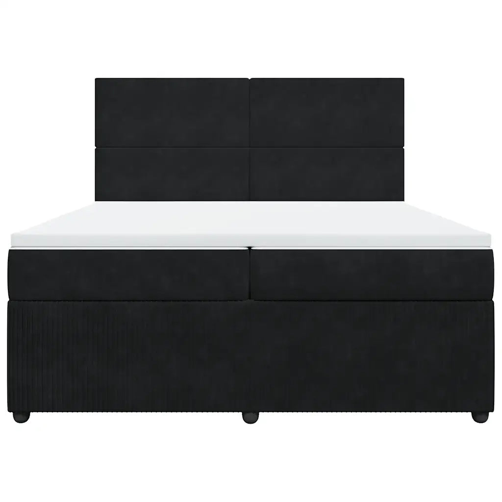 Giroletto a Molle con Materasso Nero 200x200 cm in Velluto