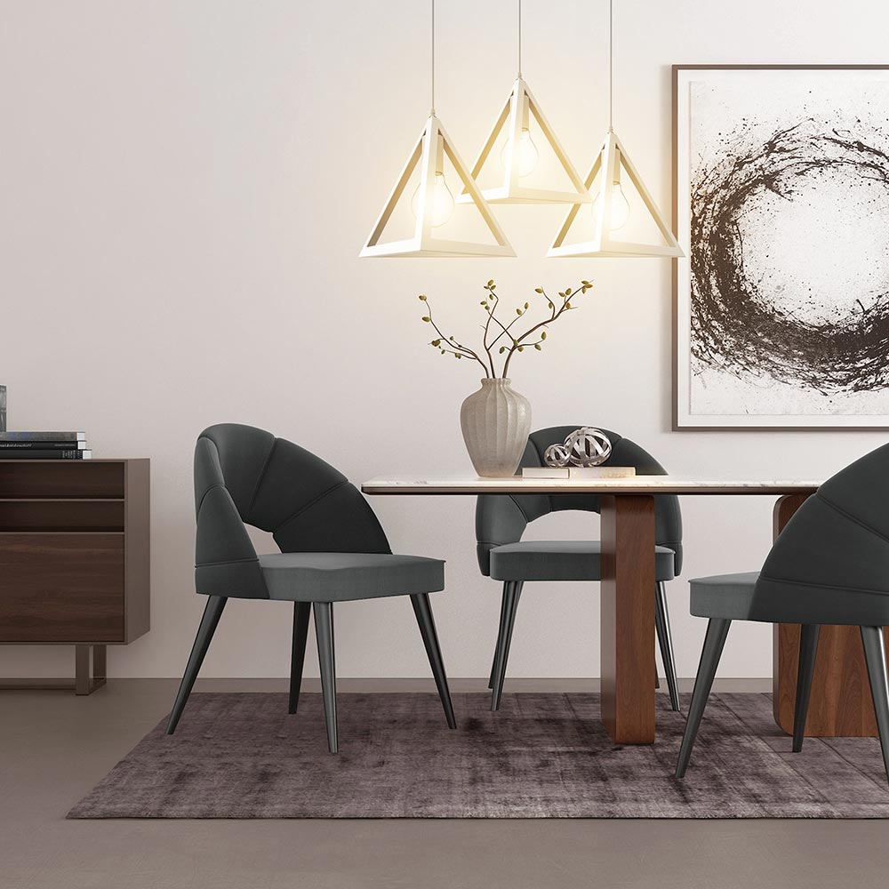 Lampadario Lampada Sospensione Piramide 25cm Design Moderno Paralume Bianco